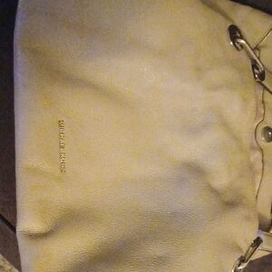 Michael Kors Cream Leather Shoulder Bag with Silver Hardware